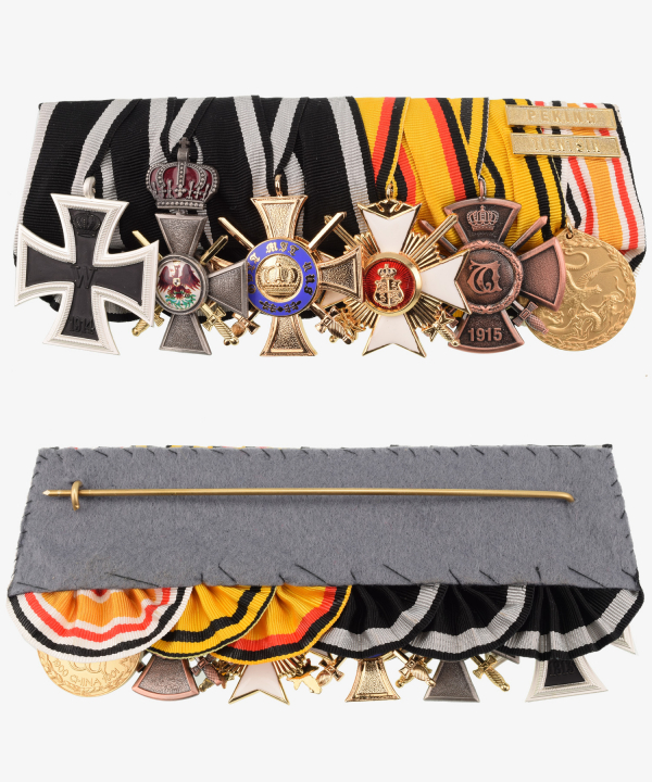 Ordensspange, Roter Adler Orden 4. Klasse, Kronen Orden, China Denkmünze, Reußisches Ehrenkreuz, Wilhelmskreuz
